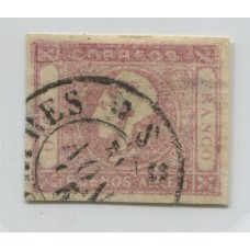 ARGENTINA 1862 GJ 21k CABECITA ESTAMPILLA CON VARIEDAD DOBLE IMPRESIÓN PARCIAL, DE RARO COLOR U$ 100